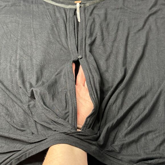 Free People Keepin On High Low Hem Knit Top Tie Sleeve Black Women Small - Picture 9 of 10